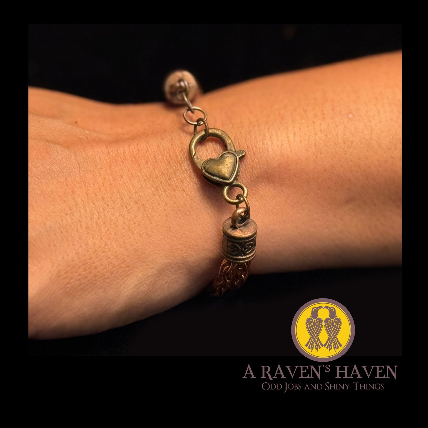 Handcrafted Copper Double-Strand Bronze Colored Heart Clasp Bracelet
