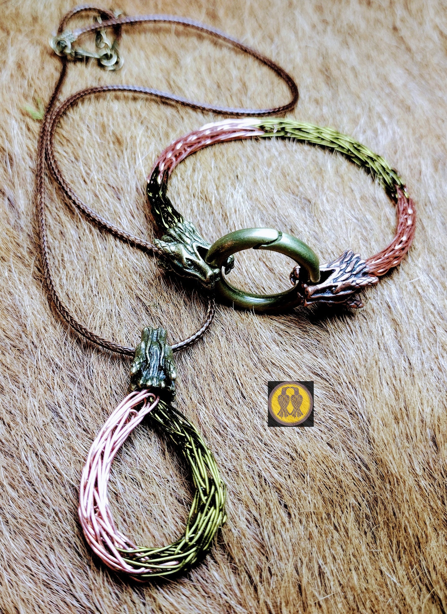 Serpents Brood - Copper and Bronze- 7.5" Bracelet and Pendant Set