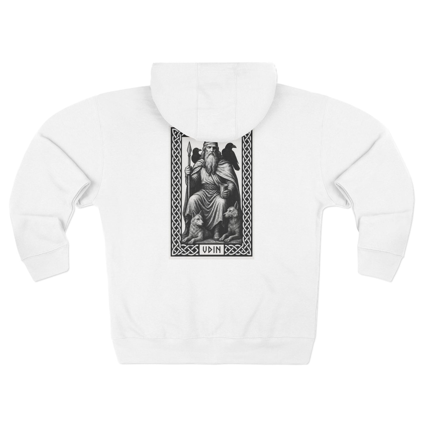 Odin Unisex Zip Hoodie - Norse Mythology Allfather Monochrome Design
