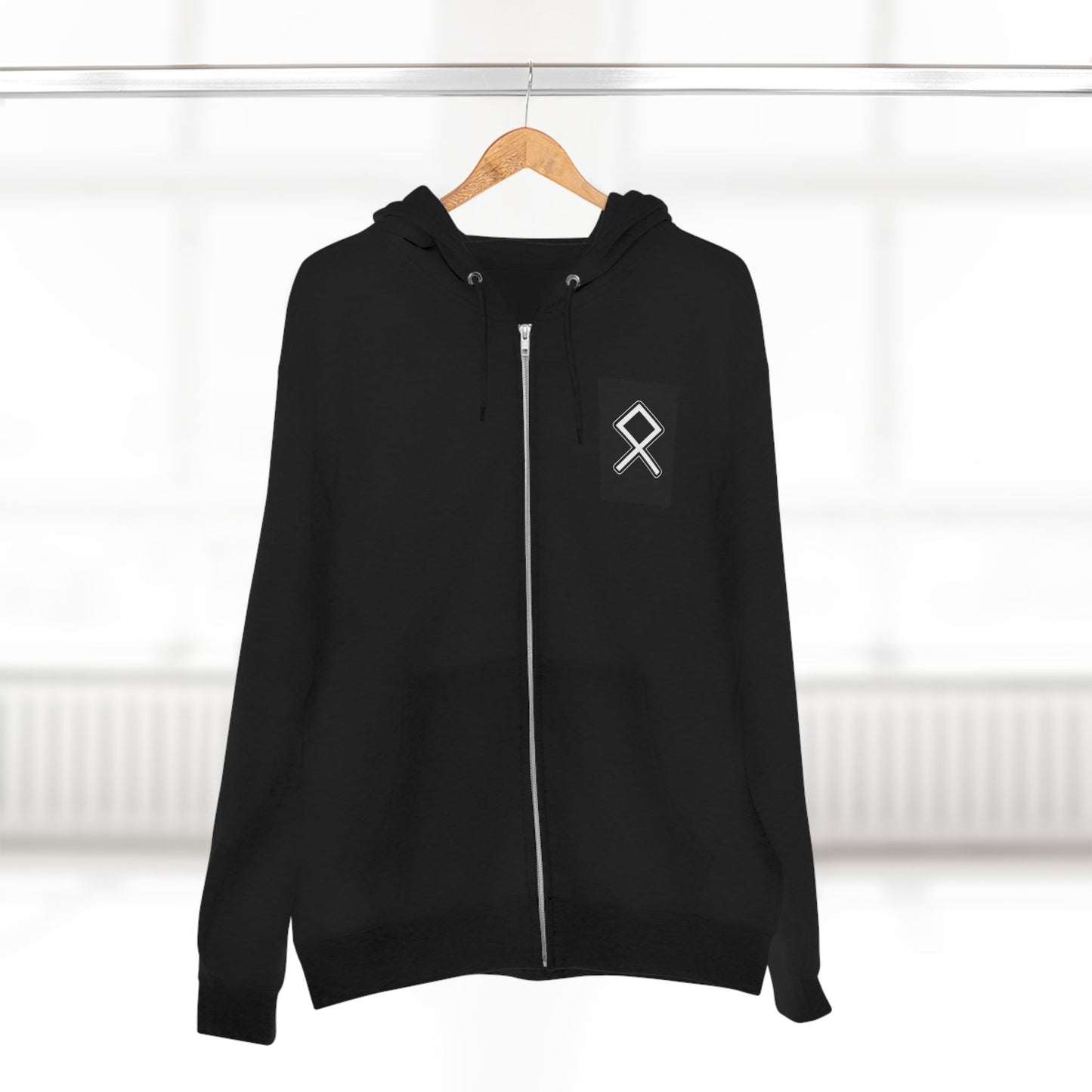 Odin Unisex Zip Hoodie - Norse Mythology Allfather Monochrome Design