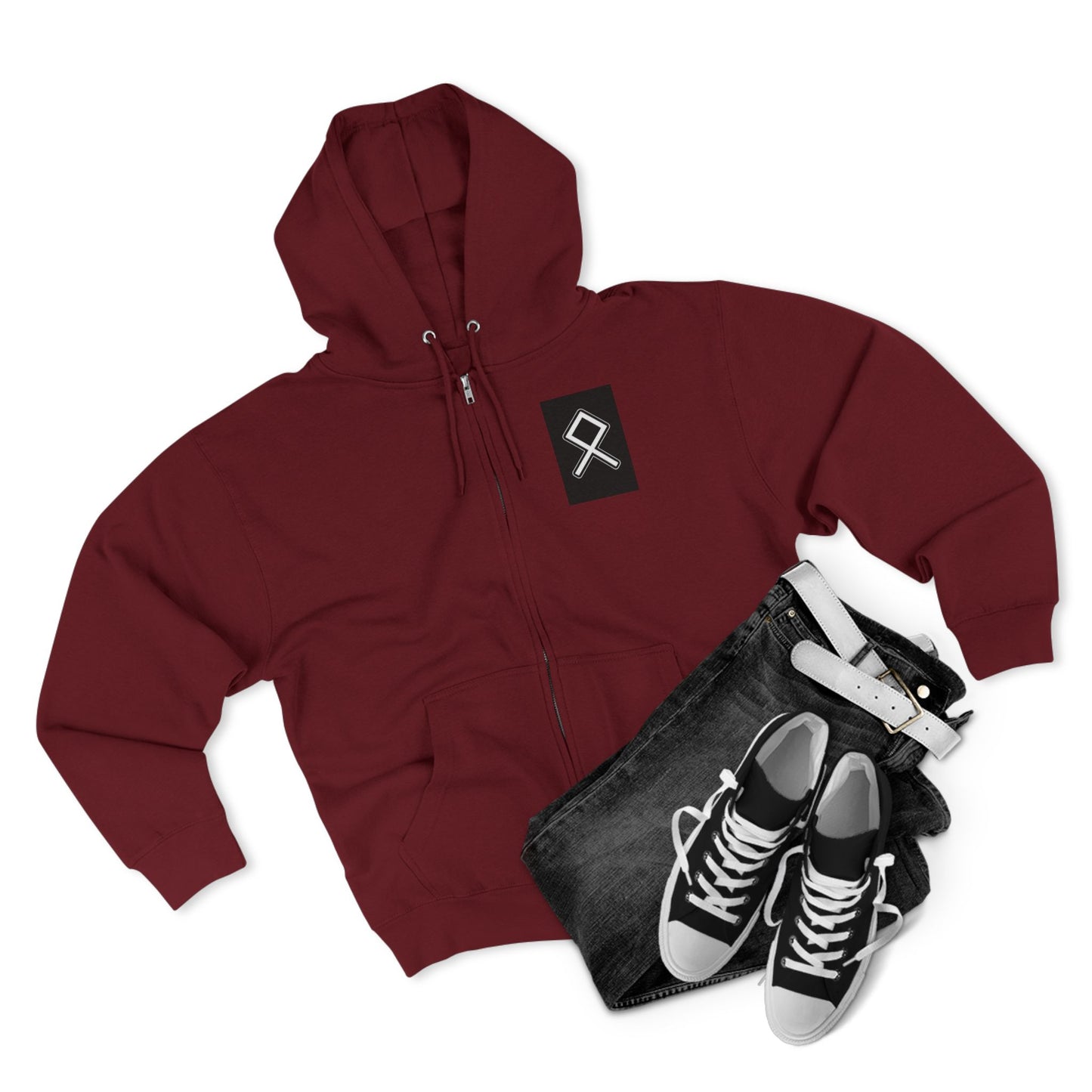 Odin Unisex Zip Hoodie - Norse Mythology Allfather Monochrome Design