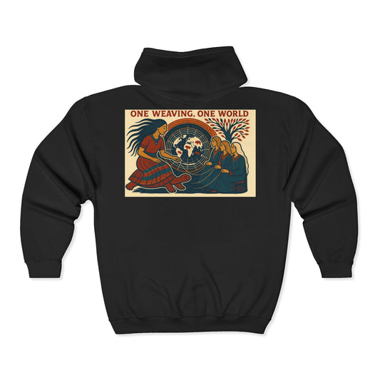 Weavers of the Universe and Time Full Zip Sweatshirt Hoodie, One Weaving, One World