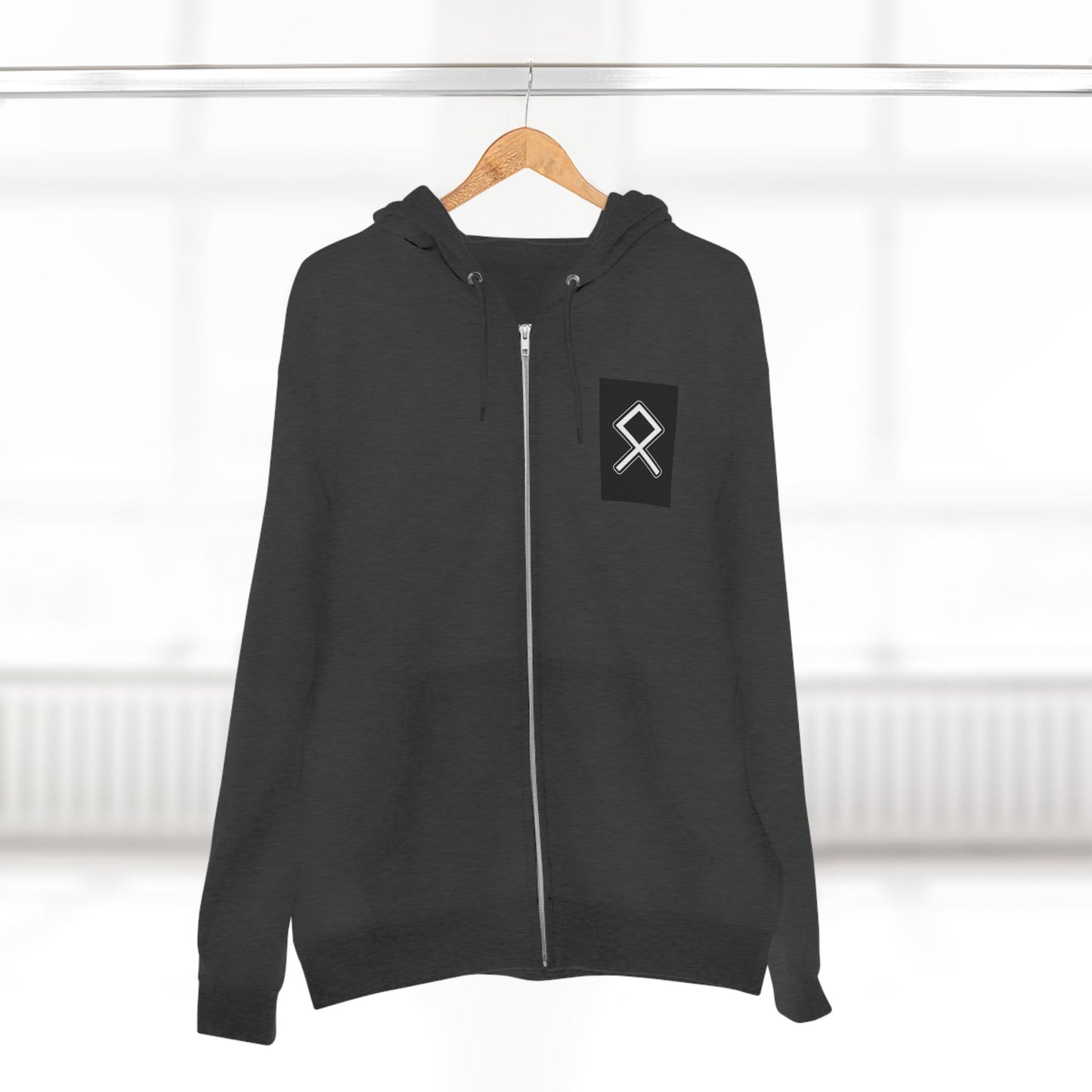 Odin Unisex Zip Hoodie - Norse Mythology Allfather Monochrome Design