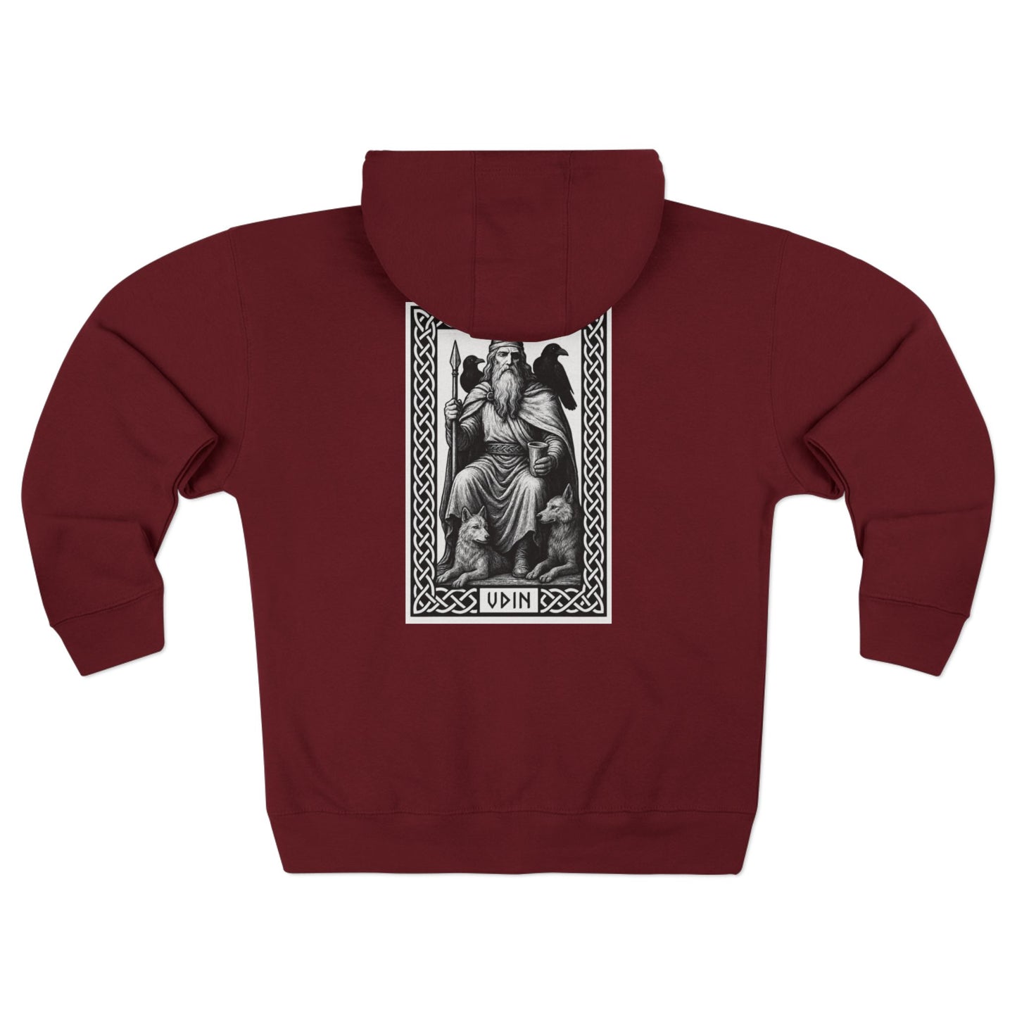 Odin Unisex Zip Hoodie - Norse Mythology Allfather Monochrome Design