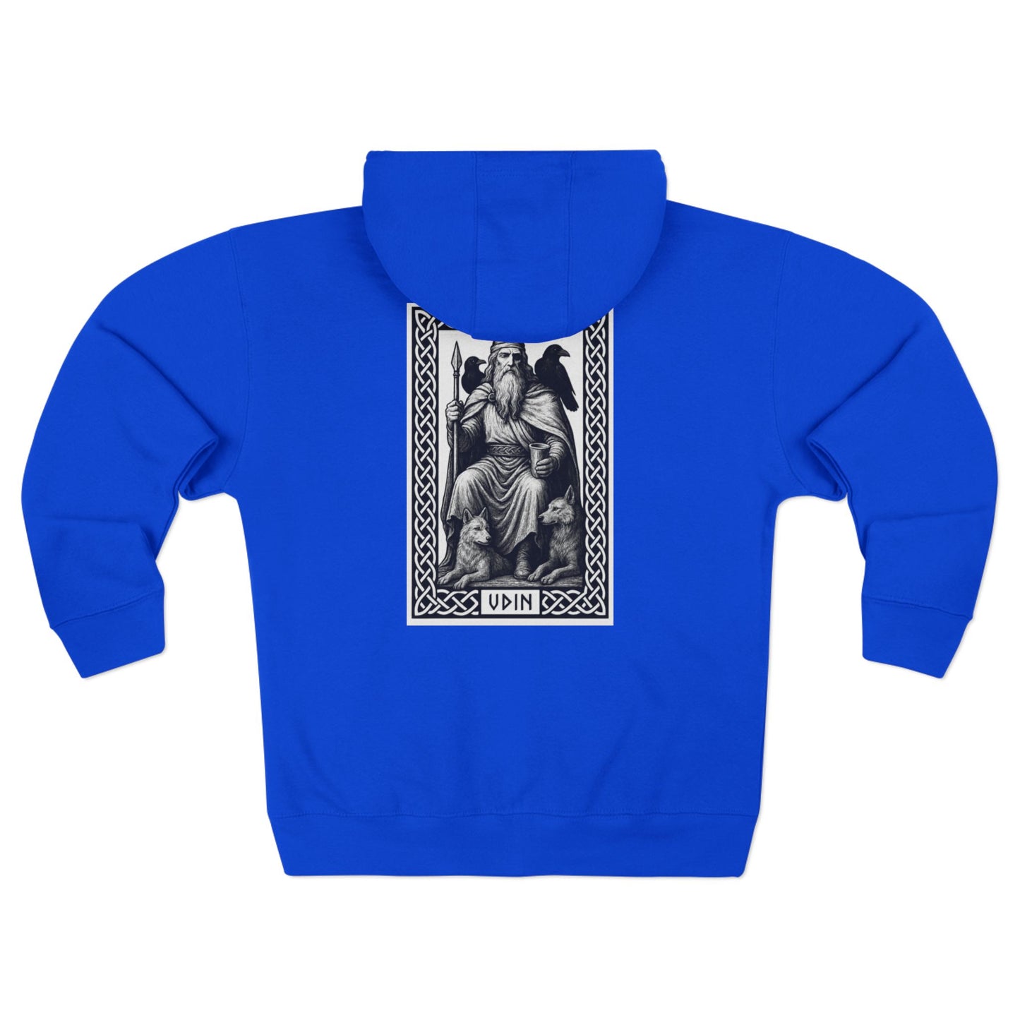 Odin Unisex Zip Hoodie - Norse Mythology Allfather Monochrome Design