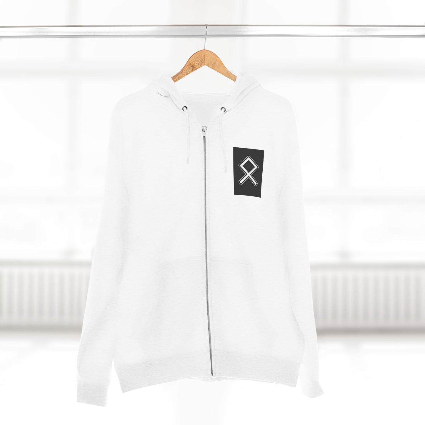 Odin Unisex Zip Hoodie - Norse Mythology Allfather Monochrome Design