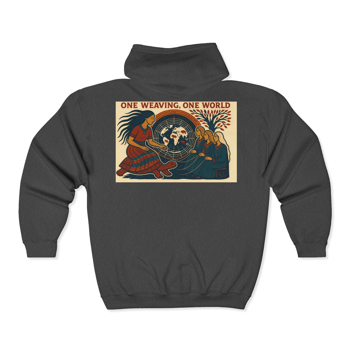 Weavers of the Universe and Time Full Zip Sweatshirt Hoodie, One Weaving, One World