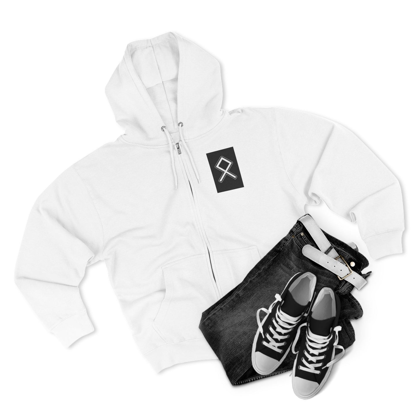 Odin Unisex Zip Hoodie - Norse Mythology Allfather Monochrome Design