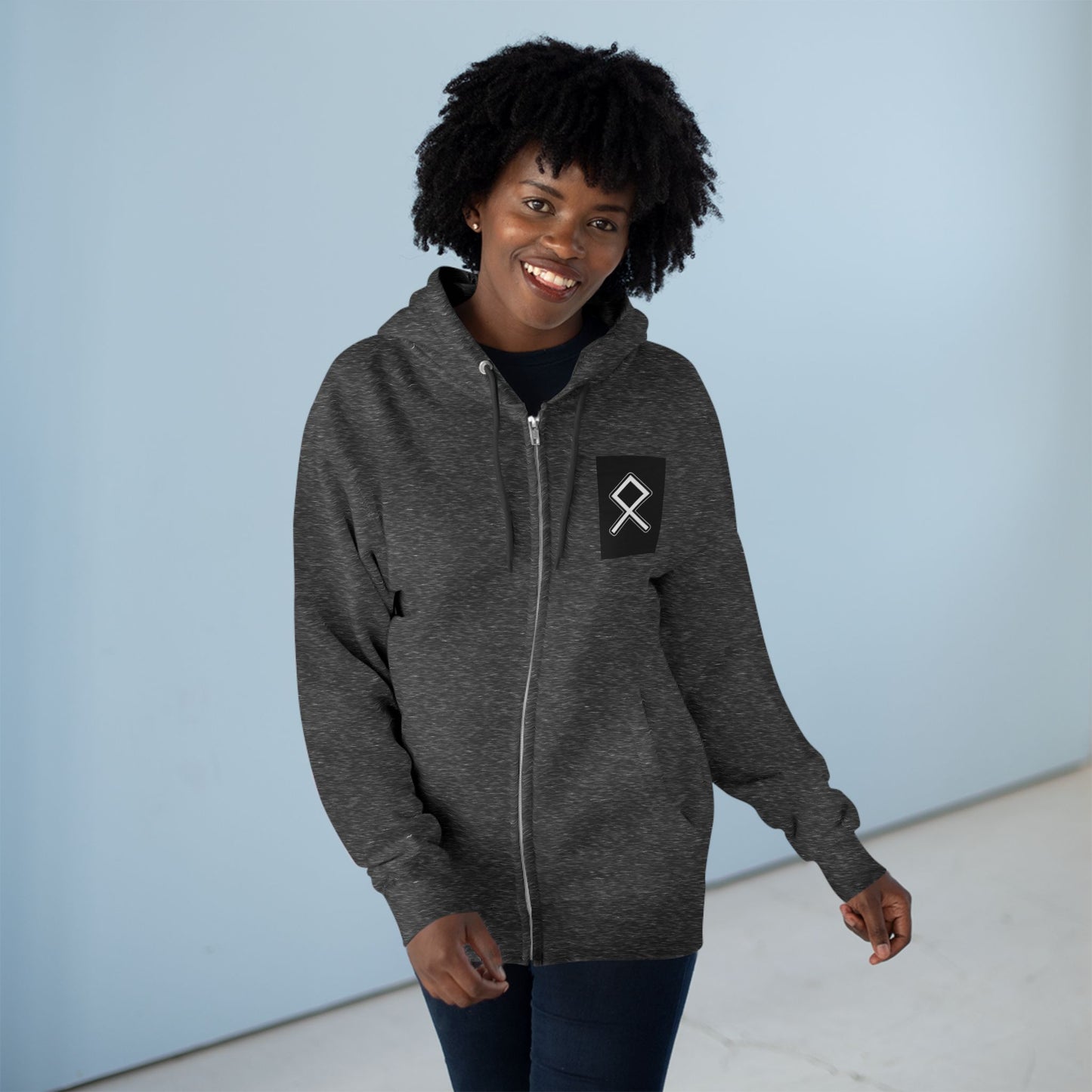 Odin Unisex Zip Hoodie - Norse Mythology Allfather Monochrome Design