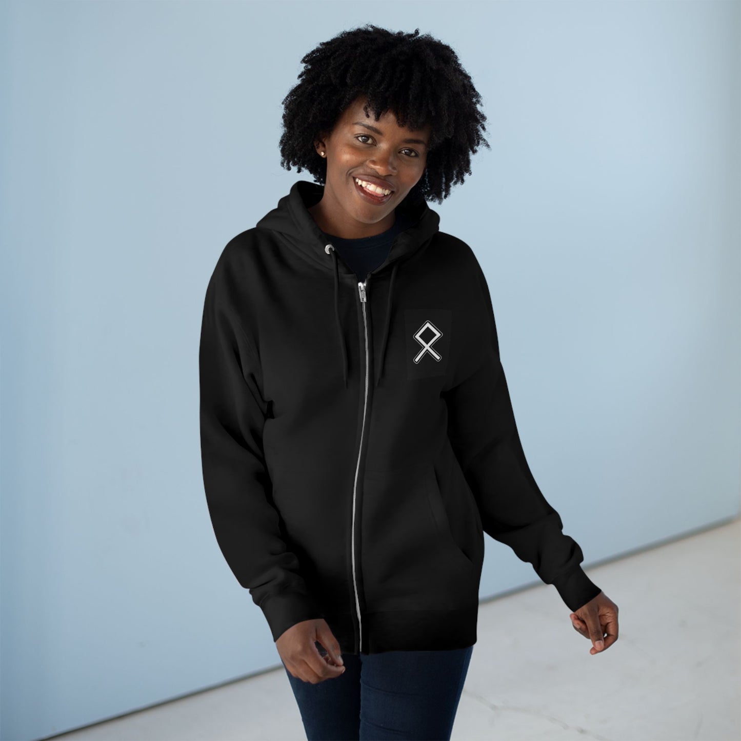 Odin Unisex Zip Hoodie - Norse Mythology Allfather Monochrome Design