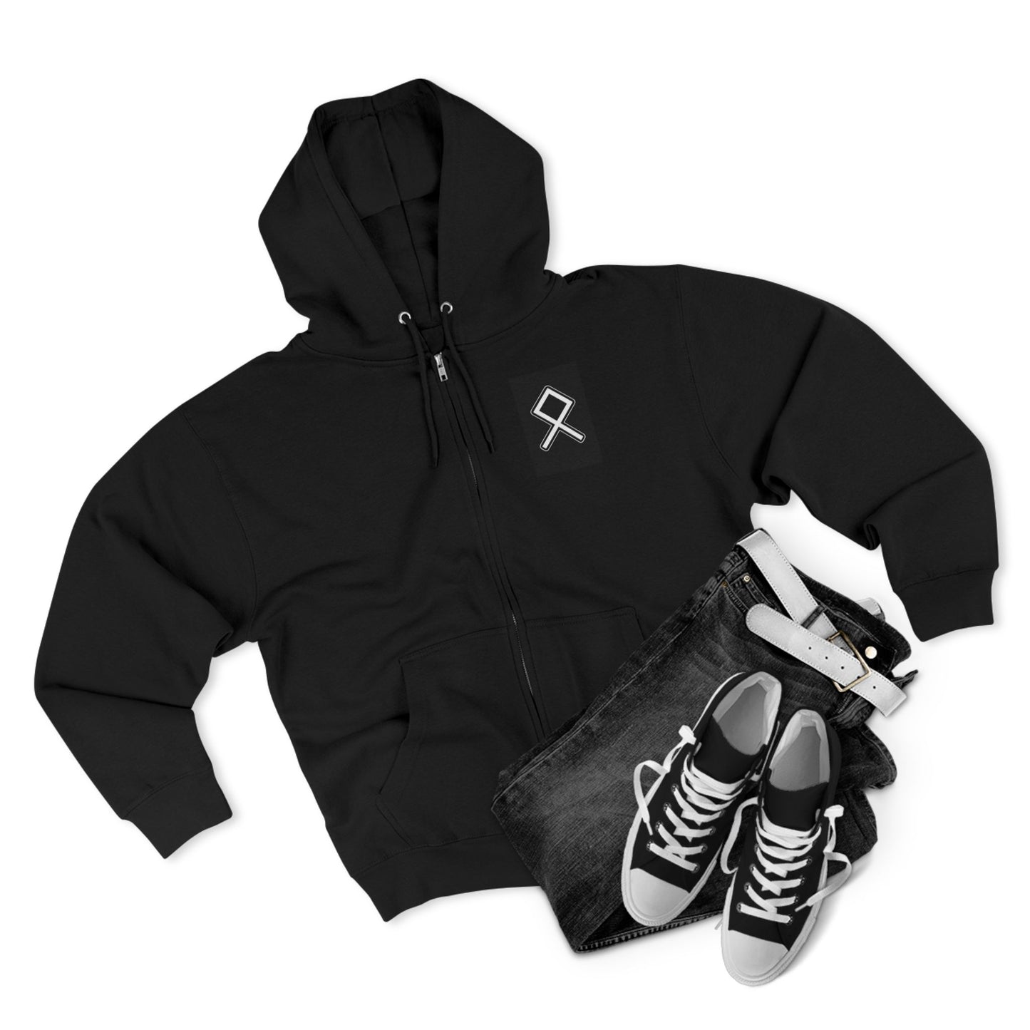 Odin Unisex Zip Hoodie - Norse Mythology Allfather Monochrome Design