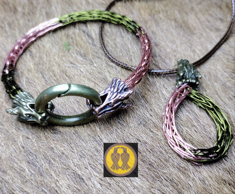 Serpents Brood - Copper and Bronze- 7.5" Bracelet and Pendant Set