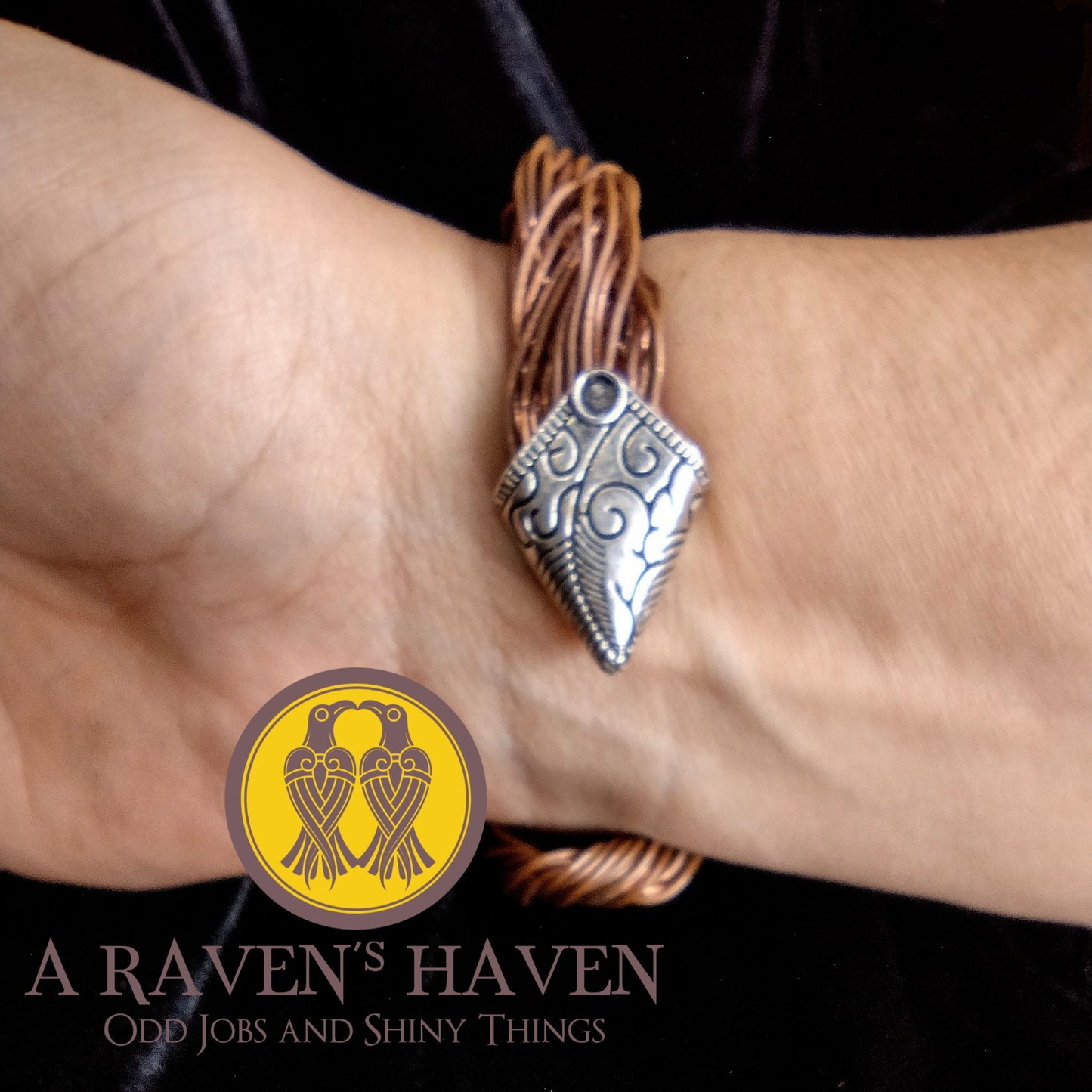 Handcrafted Copper Bracelet Rope Twist with Silver Colored Cap