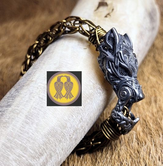 Spirit of Fenrir - Handwoven Bronze Bracelet 7.5"