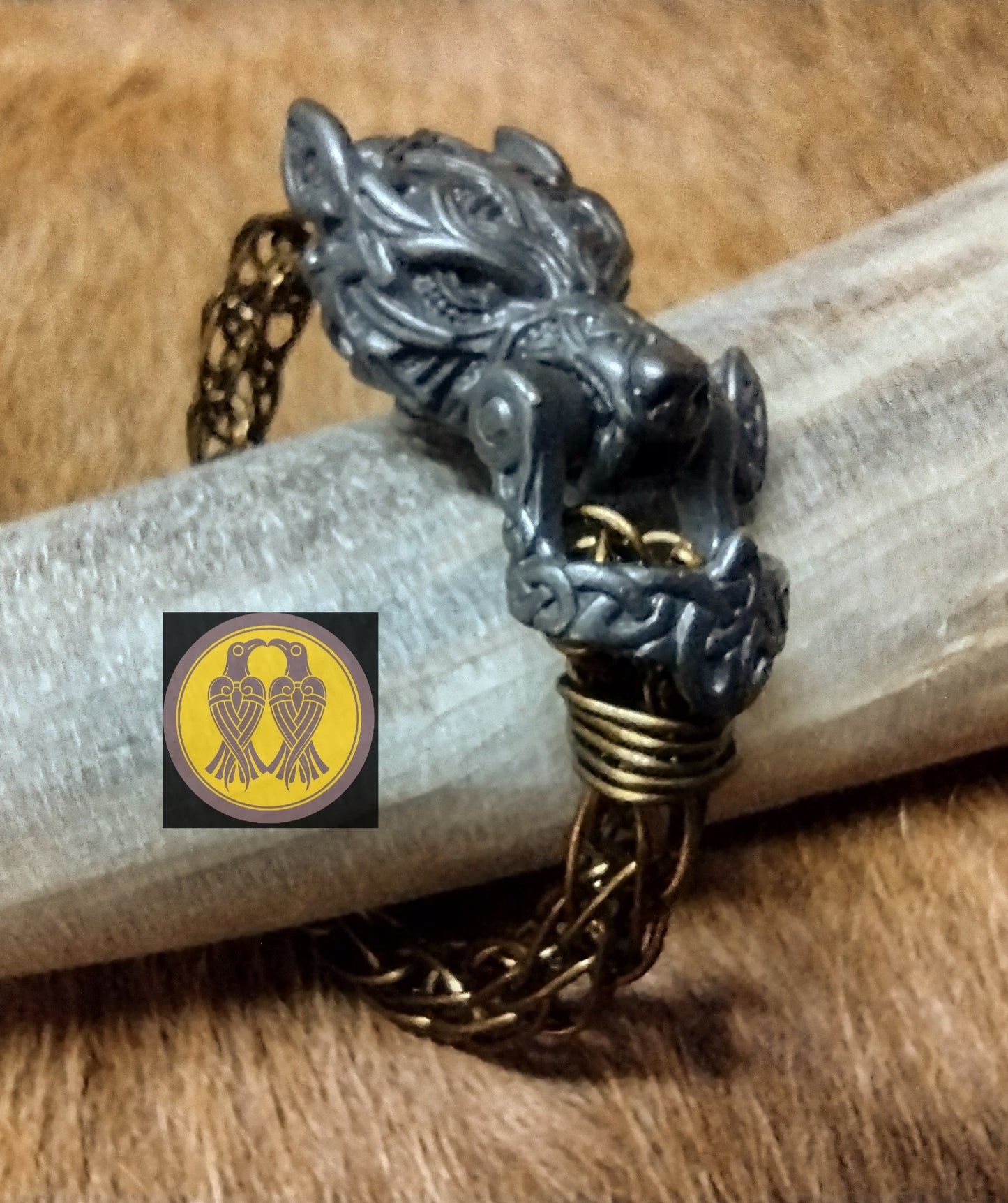 Spirit of Fenrir - Handwoven Bronze Bracelet 7.5"