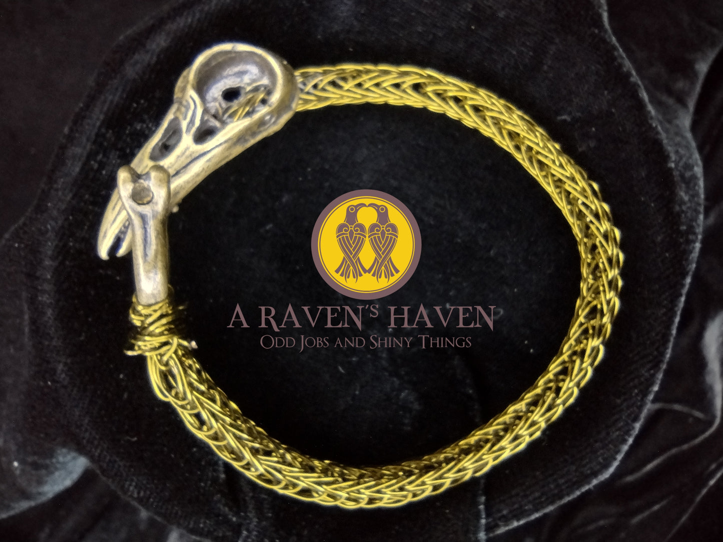 Bronze Medium Handwoven Weave with Bronze Raven Skull Screw Clasp