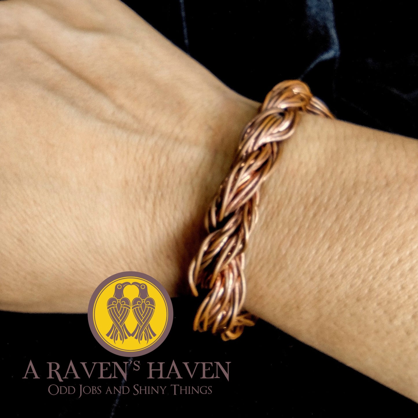 Handcrafted Copper Bracelet Rope Twist with Silver Colored Cap