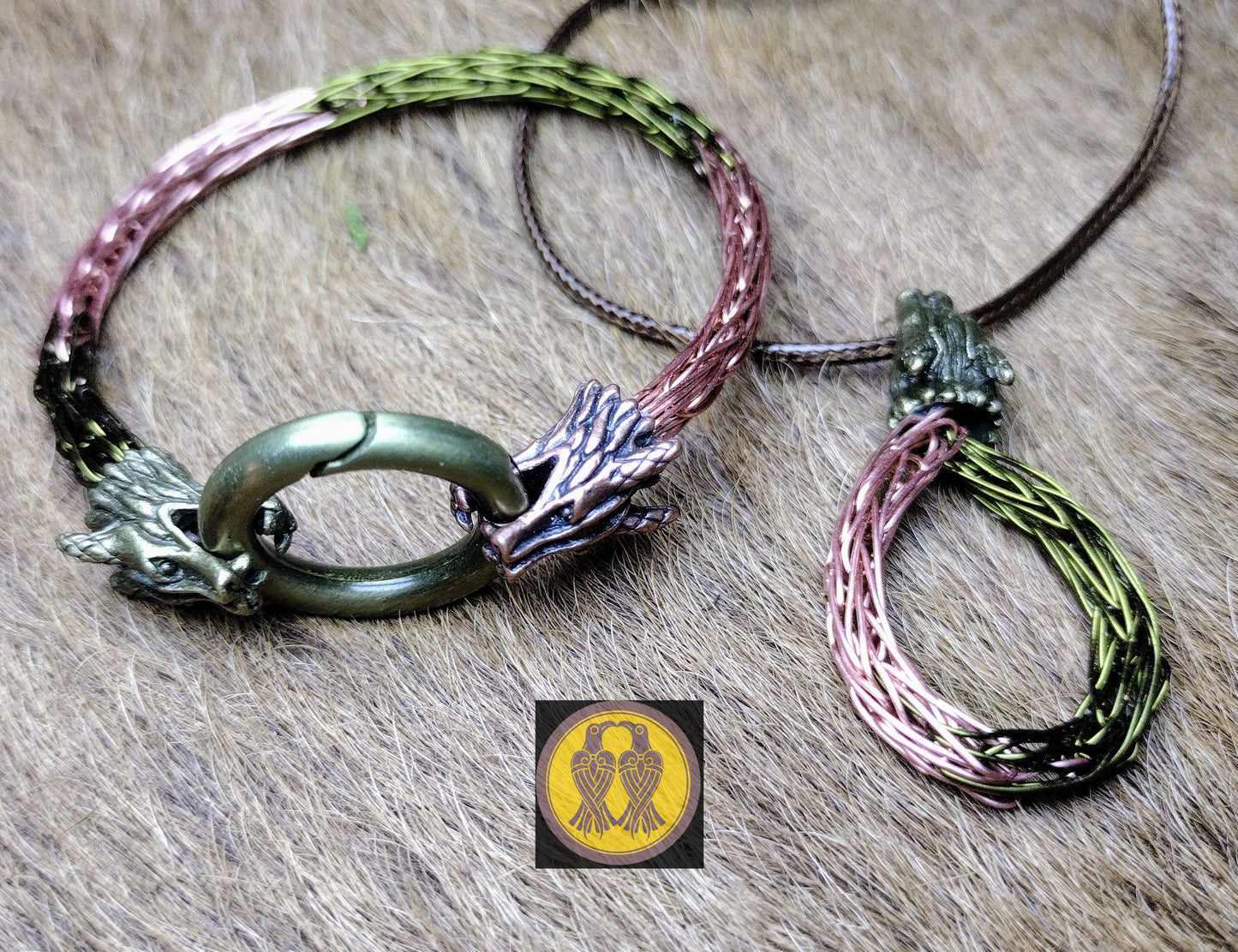 Serpents Brood - Copper and Bronze- 7.5" Bracelet and Pendant Set